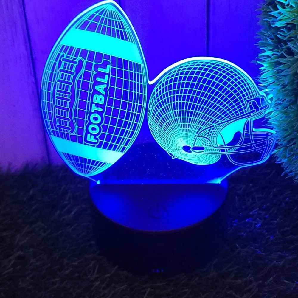 3D Football & Helmet Night Light LED color changing  USB cord or battery -HP NWT
